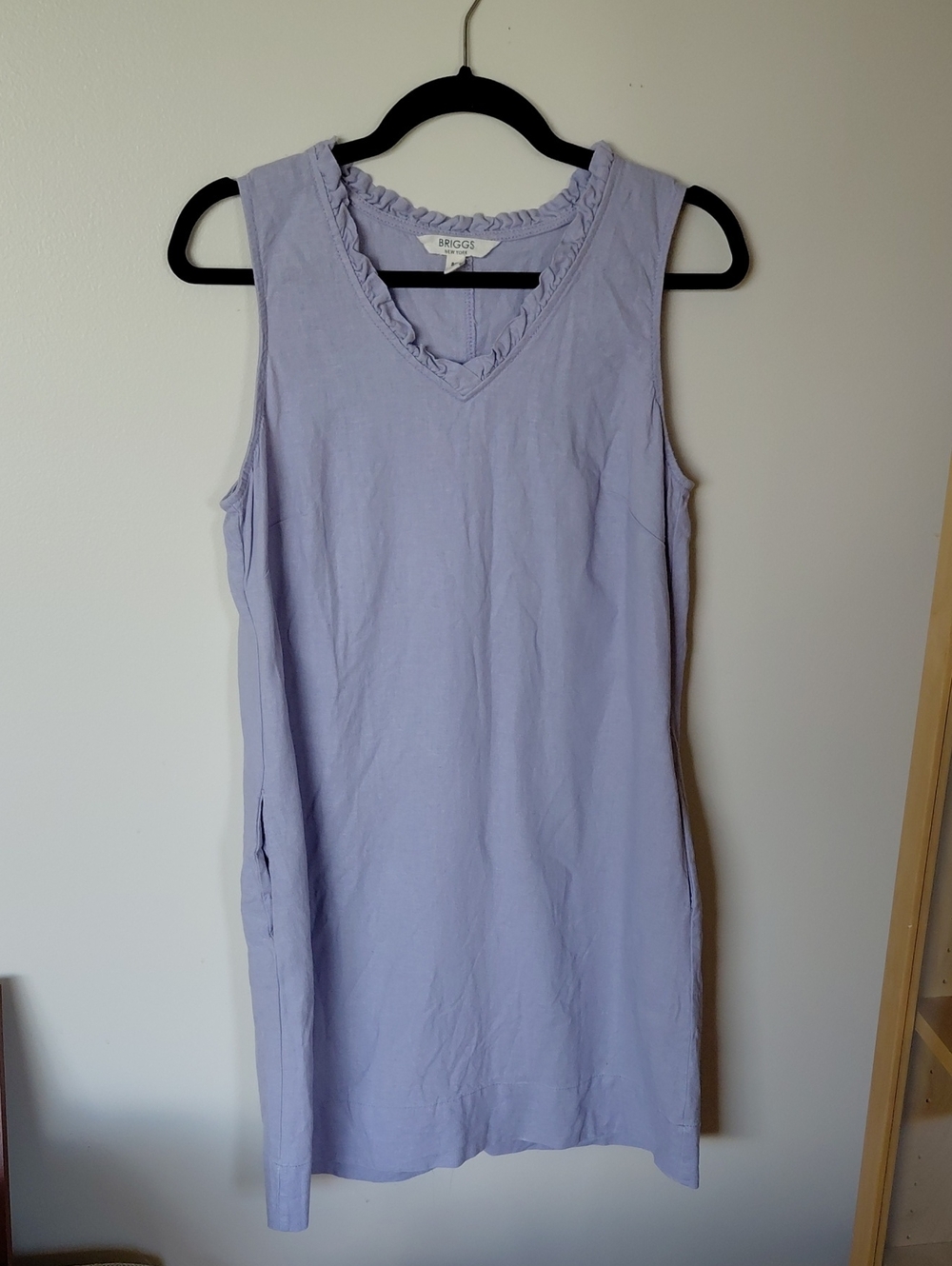 Briggs New York Lavender Ruffle-Trim V-Neck Dress Linen